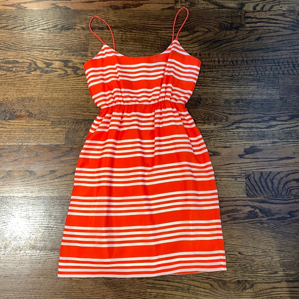J Crew sz 2 orange and ivory striped dress